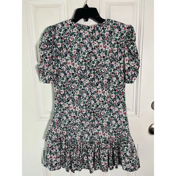 Storets Floral Puff Pleated Sleeve Tulip Hem Mini Ruffle Dress Size S/M Women’s - Picture 4 of 7